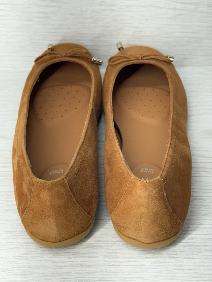 NUEVO EN CAJA Geox Annytah Tostado Piel de Cabra Gamuza Puntera Ballet Pisos Foto 4 de 4