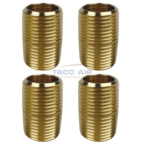 4 Pack Brass Close Pipe Nipple Fitting 1/2" MNPT x 1/2" NPT Male Adapter