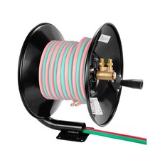 Manual Twin Welding Hose Reel Holds Up to 100 ft of 3/8" or 1/4" Gas Hose - W...