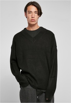 Urban Classics Men's V-Neck Sweater Pullover V Loose Fit Oversized