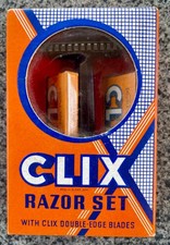 Vintage 1940s Clix Safety Razor Set - WWII Era  - Original Box & Blades Packets