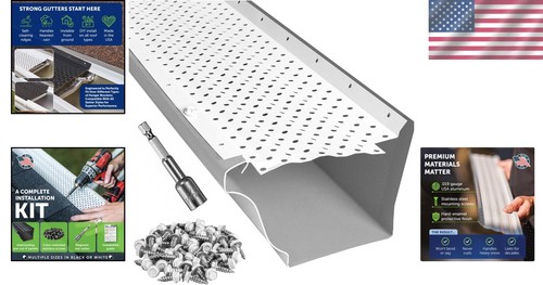 LeafTek Heavy-Duty Aluminum Gutter Guards 5" x 32’ – Lifetime Leaf Protection - Picture 2 of 10