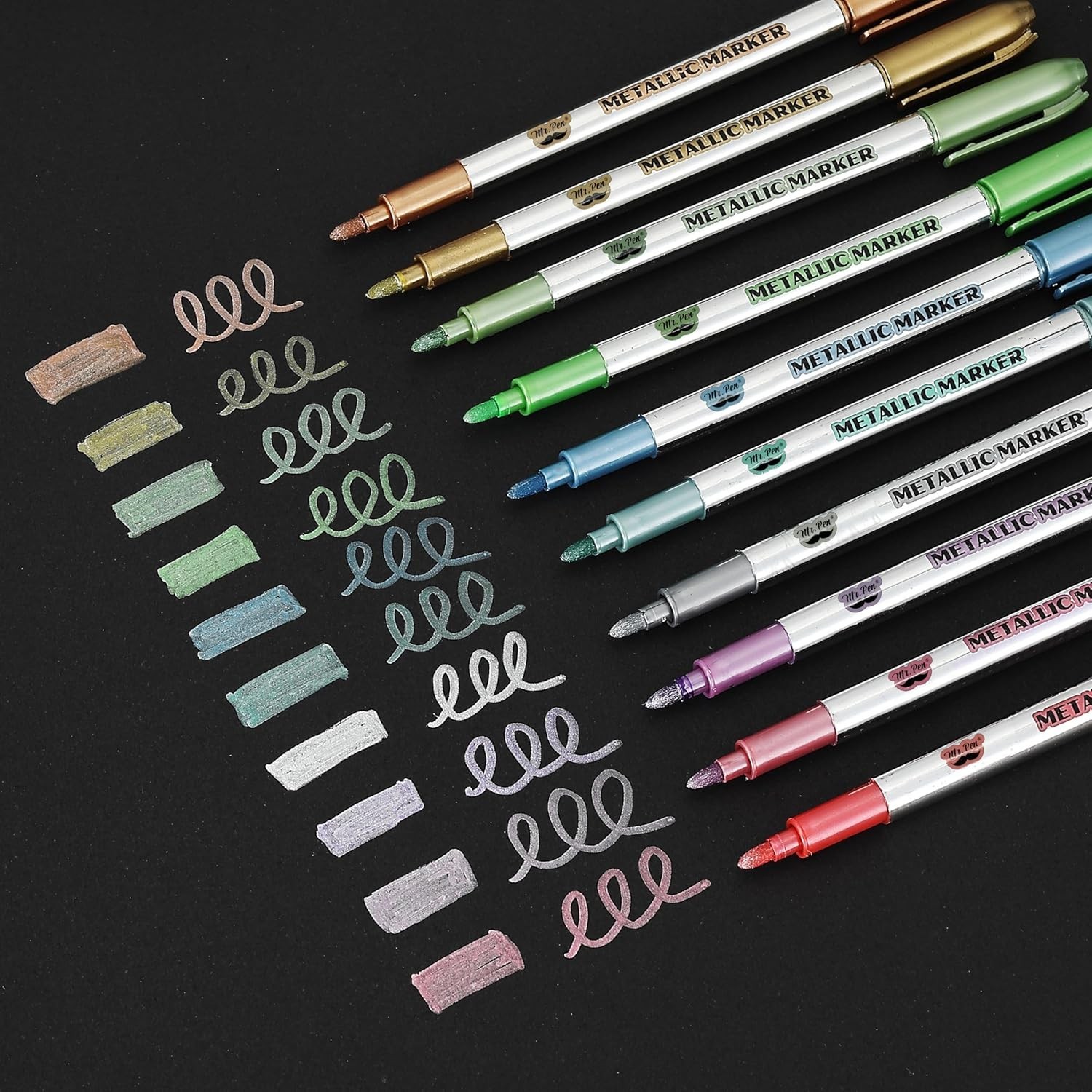 10 Color Metallic Marker Pens for Black Paper - Perfect for 