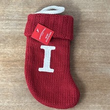 Letter I Monogram Mini Christmas Stocking Knit Red 8" Wondershop Holiday NEW