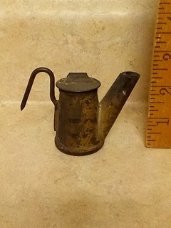 Antique Teapot Tin Miners Lamp 1800s