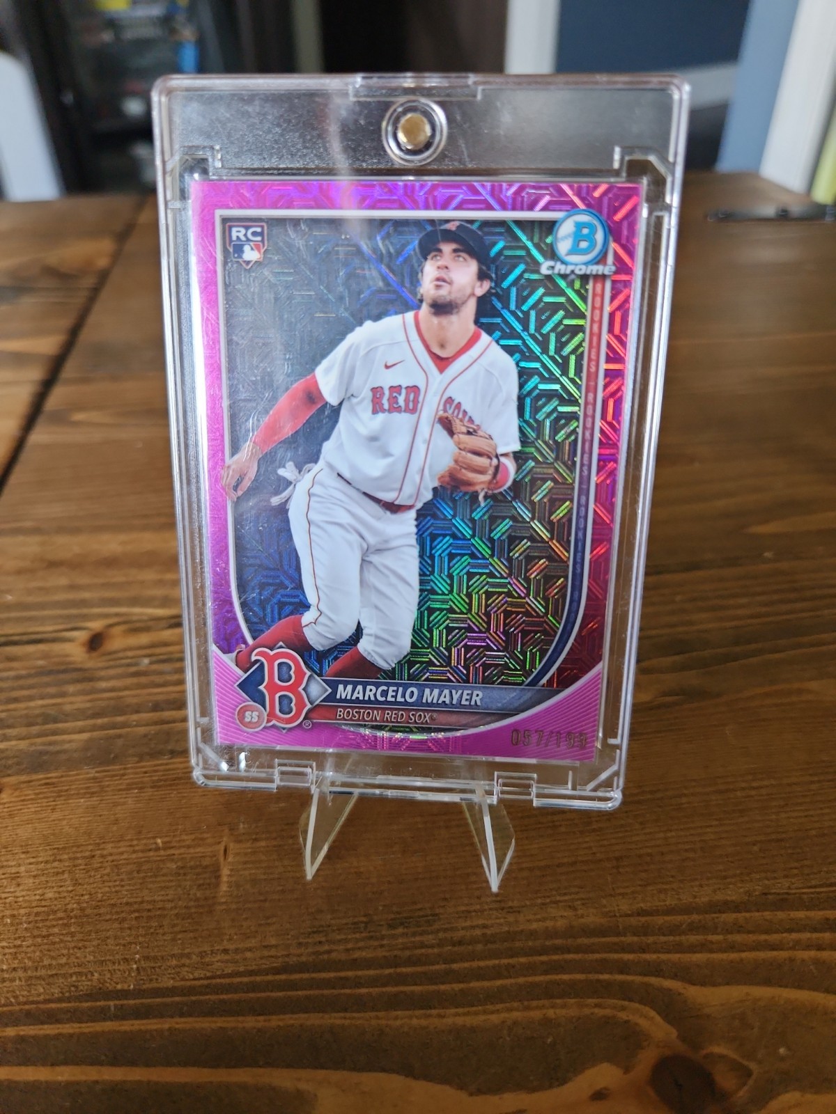 2025 Bowman Chrome Fuchsia Mojo Marcelo Mayer RC Rookie /199 Red Sox Giants