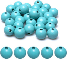 150Pcs 16Mm Wood Beads Blue Natural Wooden Beads for Craft Loose Spacer Beading