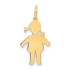 14k Yellow Gold Plain Polished Small Girl Charm Pendant Perfect Gift for Her