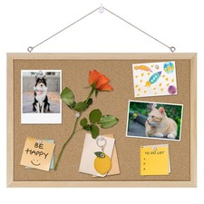 Cork Board Bulletin Board17"X 12" Cork Board for Office with Pin Oak Wood Boa...