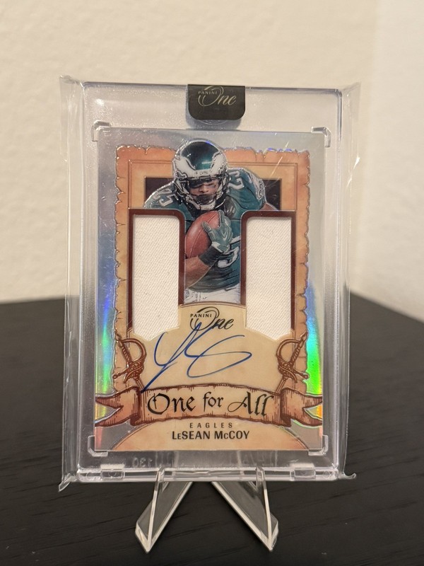 2023 Panini One LeSEAN McCoy One For All /99  Duel Patch Auto Philadelphia