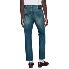 Authentic Men's Gucci Blue Faded Tapered Stone Washed Denim Jeans 408637 New