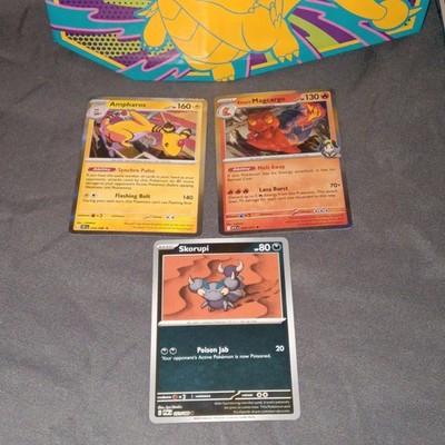 Pokemon TCG Ampharos 039/108 Ethan's Magcargo 024/127 Skorupi 051/090 Eng