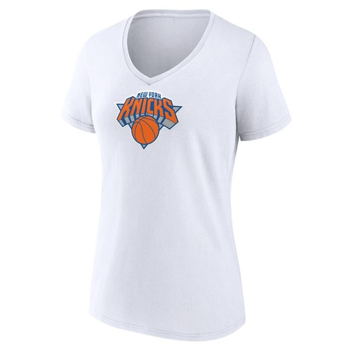 Women's White New York Knicks Logo V-Neck T-Shirt - 第 2/3 張圖片
