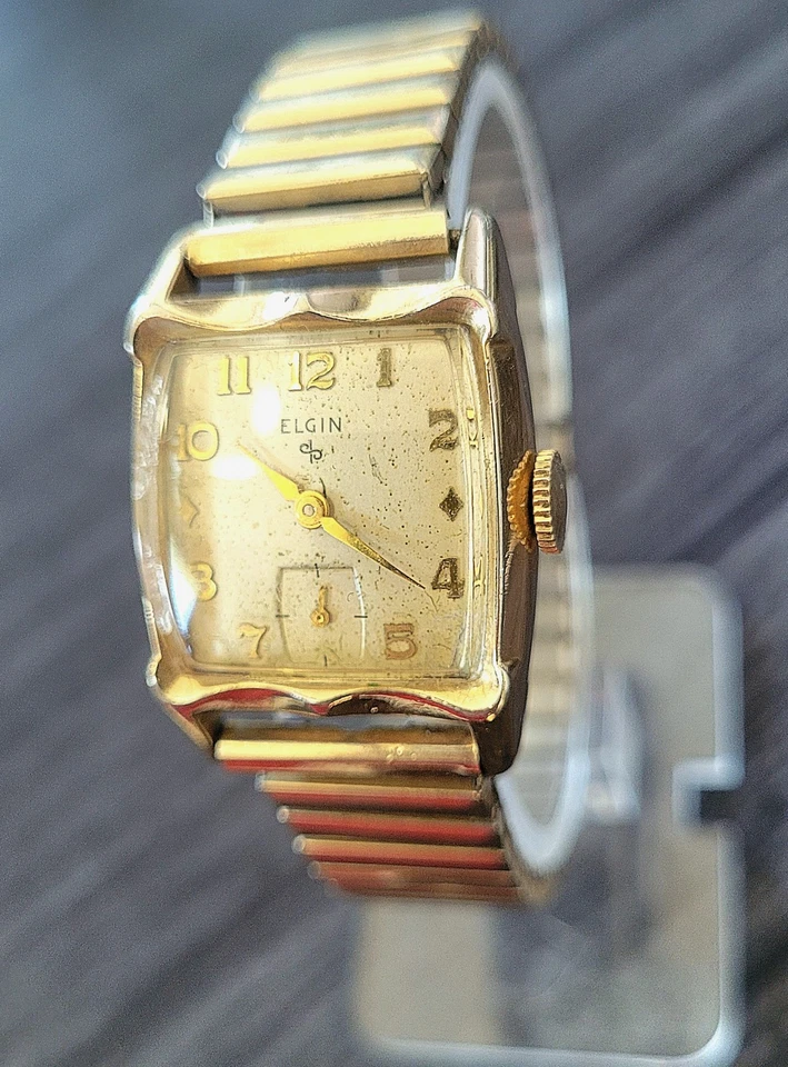 Reloj mecánico raro Lord Elgin elegante con lengüeta para hombre 10K RGP 683 Foto 3 de 4