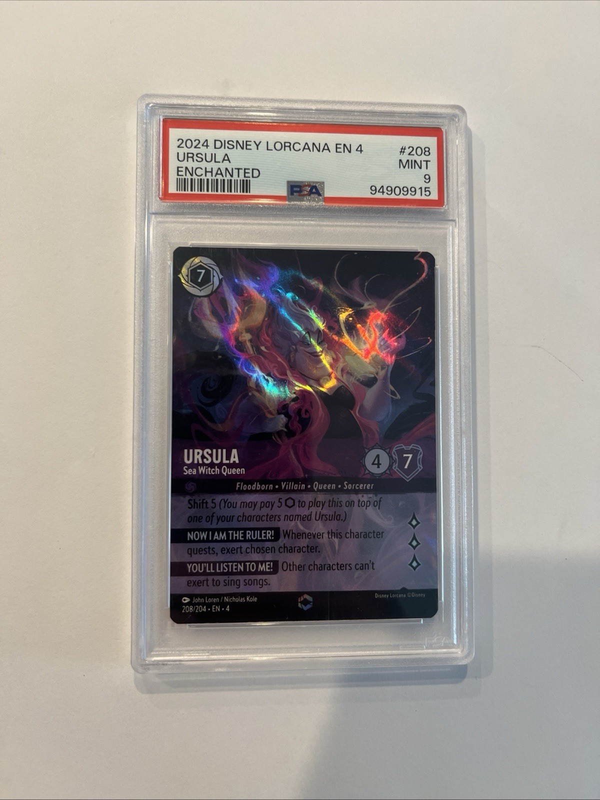 2024 Disney Lorcana Ursulas Return Ursula Enchanted #208 PSA 9