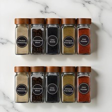 Pots à Épices en Verre avec Couvercles en Bois 