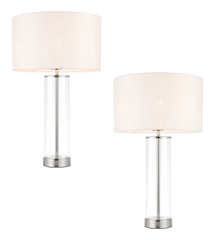 Touch Table Light Lessina Bright Nickel Vintage White 350mm Twin Pack Endon