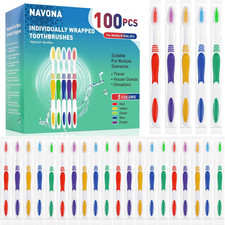 100 PCS Premium Individually Wrapped Bulk Toothbrush Pack, Disposable Toothbrush