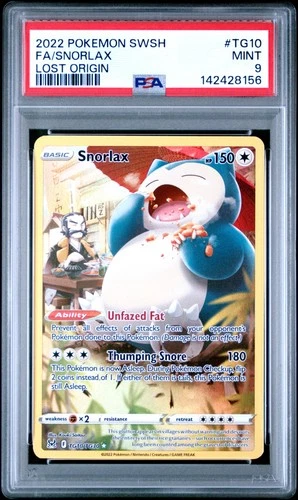 2022 POKEMON SWORD & SHIELD LOST ORIGIN #TG10 FULL ART/SNORLAX PSA 9