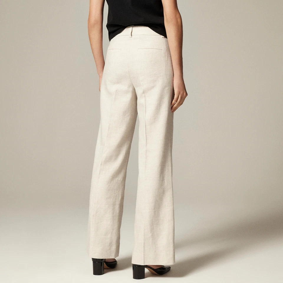 Nuevos pantalones acampanados JCREW talla 2 Carolina en mezcla de lino elástico lino $168 BZ404 Foto 4 de 4