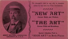 Antique PRE-PRO Saloon Trade Card "WETZEL'S NEW ART THE ART" VG Cincinnati Ohio