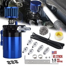  Universal Oil Catch Can Breather Tank Baffled Filter With 3/8" Fuel black+blue