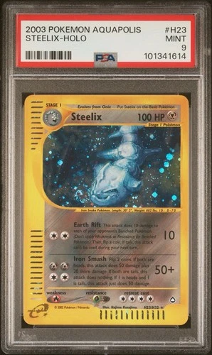 2003 POKEMON AQUAPOLIS #H23 STEELIX HOLO PSA 9 LOW POP 194 FAT SWIRL