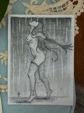 ACEO disegno originale arte grafite arte 2,5x3,5 arte Simonne Fayë