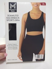 Member's Mark Women's Seamless Racerback Medium Support Sports Bra Black Sz XL