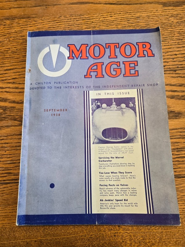 September  1938 MOTOR AGE MAGAZINE Chilton Auto Repair Racing