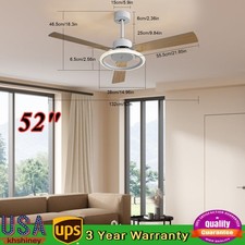 Ceiling Fan Quiet Motor Dc Ceiling Fan Led Light Adjustable W/ Remote Control