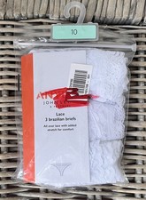 John Lewis Lace Brazilian Briefs, Pack of 3, White, 10