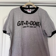VTG Larry the Cable Guy Git-R-Done Graphic Ringer T-Shirt 90s 2000s Funny 2XL
