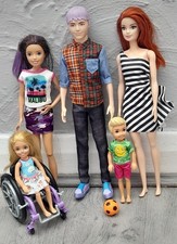BARBIE DOLL BUNDLE WITH KEN STACIE & CHELSEA & WHEELCHAIR