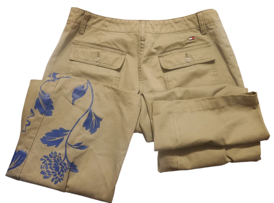Tommy Hilfiger Vintage Y2K Womens Sz 8 Chino Pants Floral Olive Green EUC - Image 3 of 4