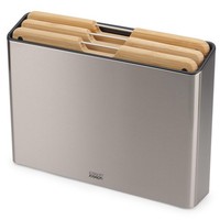 Joseph Joseph Folio Steel 3-Tlg. Schneidebrett-Set Bambusblock