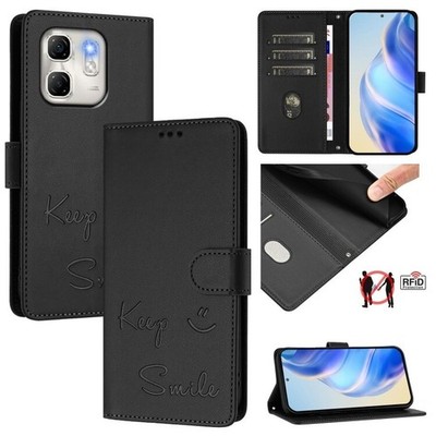 Für Infinix Hot 50i 5G / Smart 9 4G Smile Embossing RFID Leder Handyhülle
