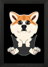 Akita Inu cucciolo in tasca incorniciato wall art poster stampa su tela quadro