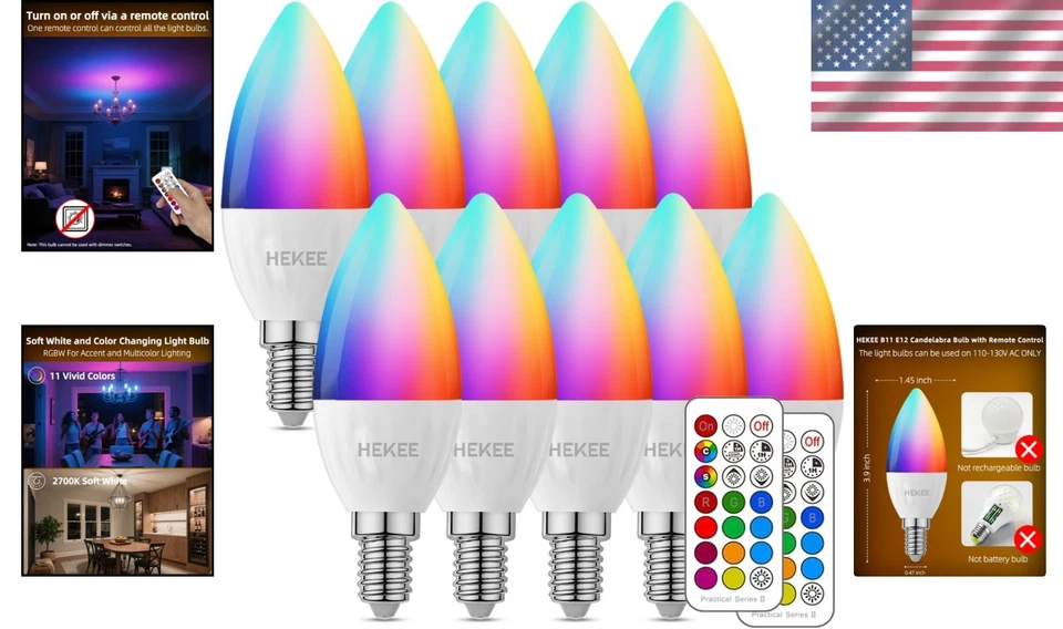 40W Equivalent Color Changing Bulbs, 10 Pack - Image 2 of 4