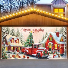 LINHAXM 7x16ft Christmas Garage Door Cover Decoration   Large Merry Christmas