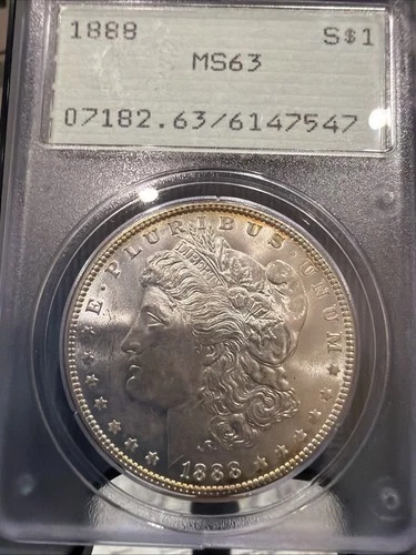 1888-P PCGS MS-63 Old Rattler Green Holder   Brilliant Morgan Silver Dollar #326