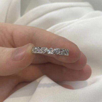 Eternity Ehering Herz massiv 925 Sterling Silber Vorsteckring - Geschenk verpackt