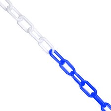Plastic Barrier Chain Link Safety Decorative Garden Fence Blue & White 25m x 6mm