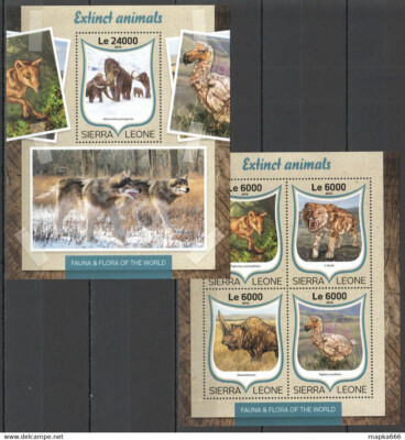 ST288 2016 SIERRA LEONE ANIMALS FAUNA EXTINCT ANIMALS KB+BL MNH STAMPS ...
