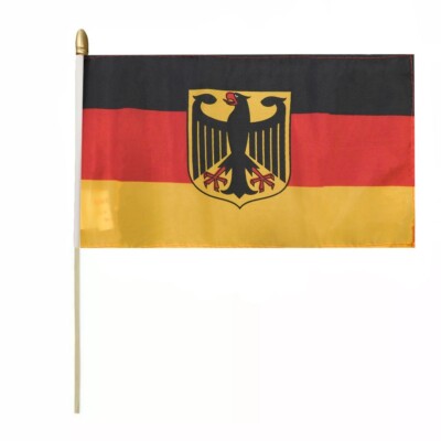 Lot of 3 8''x12'' Germany Eagle 8x12 Rough Tex 68D Nylon Wooden Stick Flag