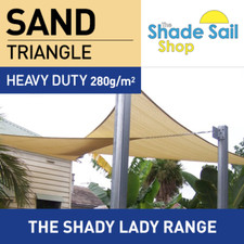 Shade Sail Triangle 4 x 4 x 4 m SAND 280gsm Super strong Corners 4x4x4m 
