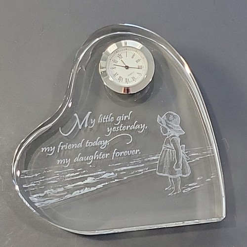 My Daughter Forever Crystal Desk Clock Timeless Gift of Love Danbury Mint