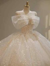 Glitter Wedding Dresses Sequins Beads Ball Gown Bridal Gowns Formal Lace Up