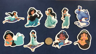 Disney Stickers - Disney Aladdin / Jasmine Lot of 9 Stickers. New Free Shipping