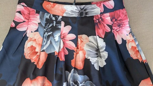 Dotti Skirt Women's Size 10 Blue Floral A-Line Knee Length Lined Summer Party - Foto 3 di 9